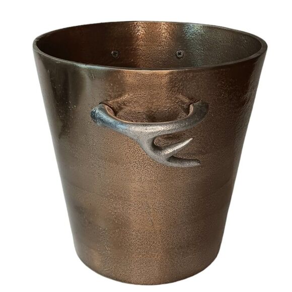 Gold Ice Bucket with Stag Deer Antler Handles Champagne Wine - Picture 2 of 7